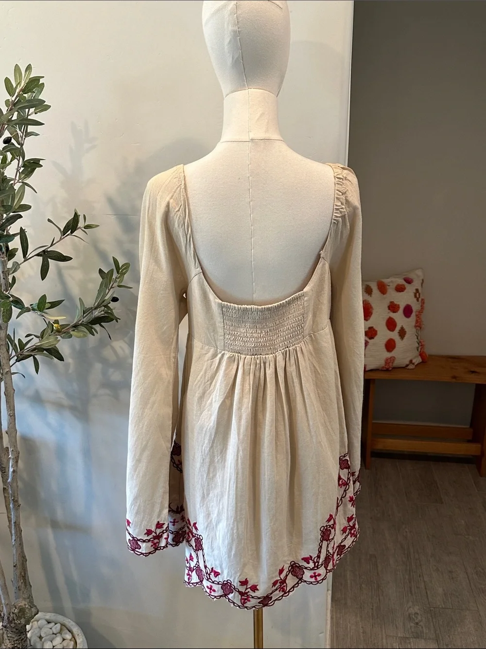 Free People Bali Marlene Floral Embroidered Mini Dress New!